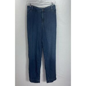 NEW Talbots Size 14W Wide Leg Blue Jeans Classic Fit‎ Trouser Casual Denim